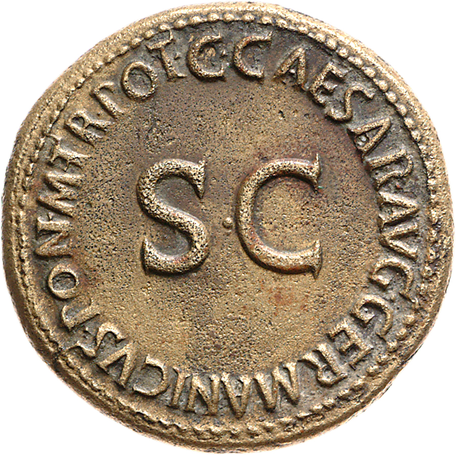RIC I (second edition) Gaius/Caligula 34 Gaius reverse, Legend surrounding S C
