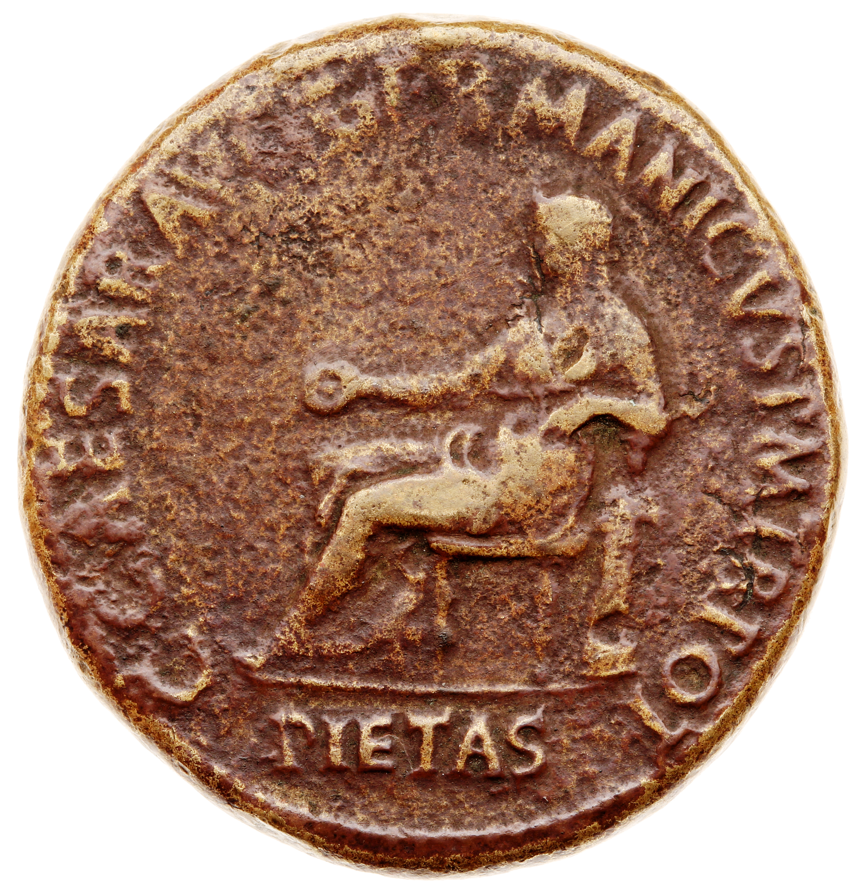 RIC I (second edition) Gaius/Caligula 36 Gaius obverse — Pietas, veiled, draped, seated left, holding patera in right hand...