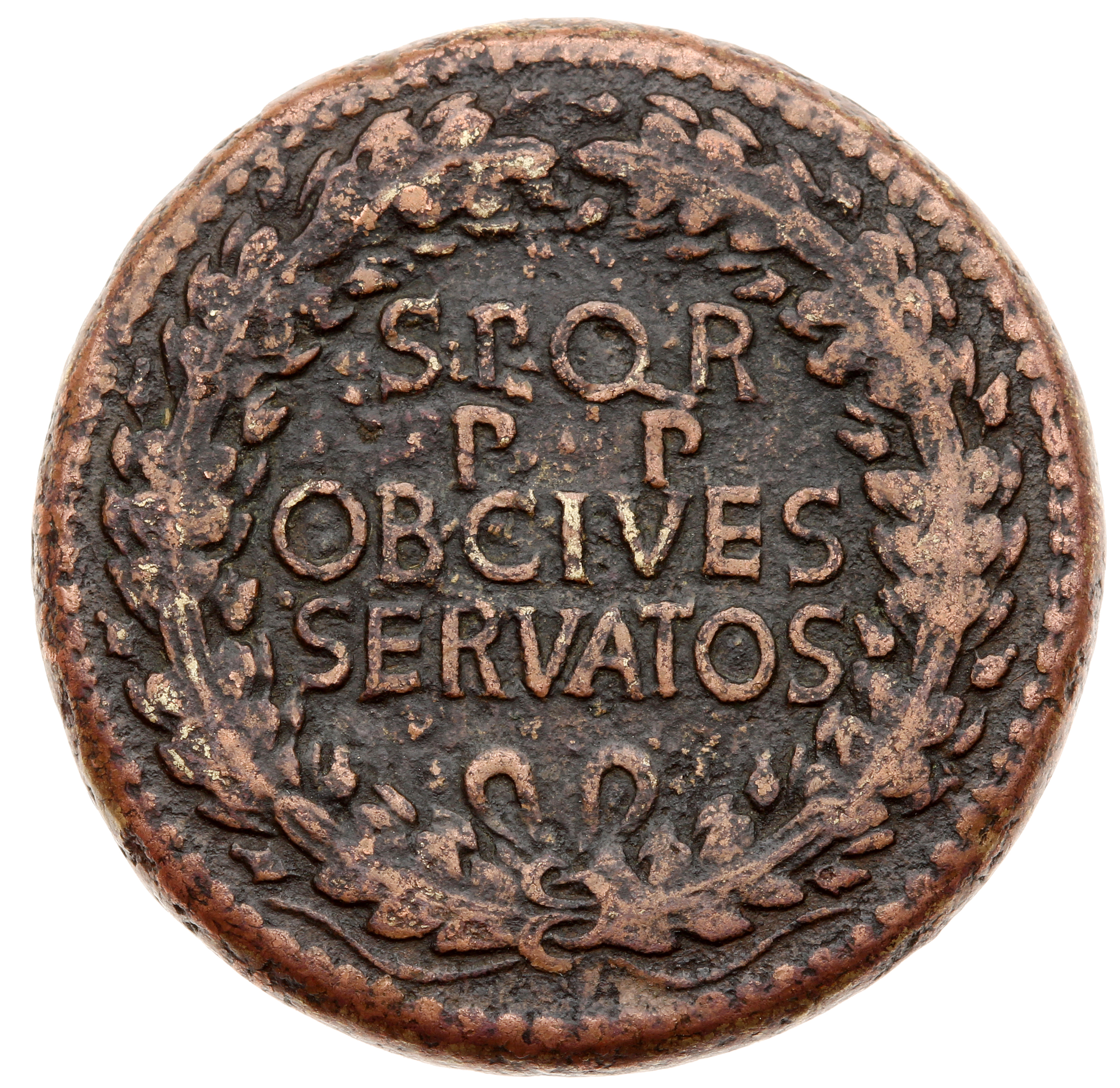 RIC I (second edition) Gaius/Caligula 37 Gaius reverse — Legend in four lines in oak-wreath