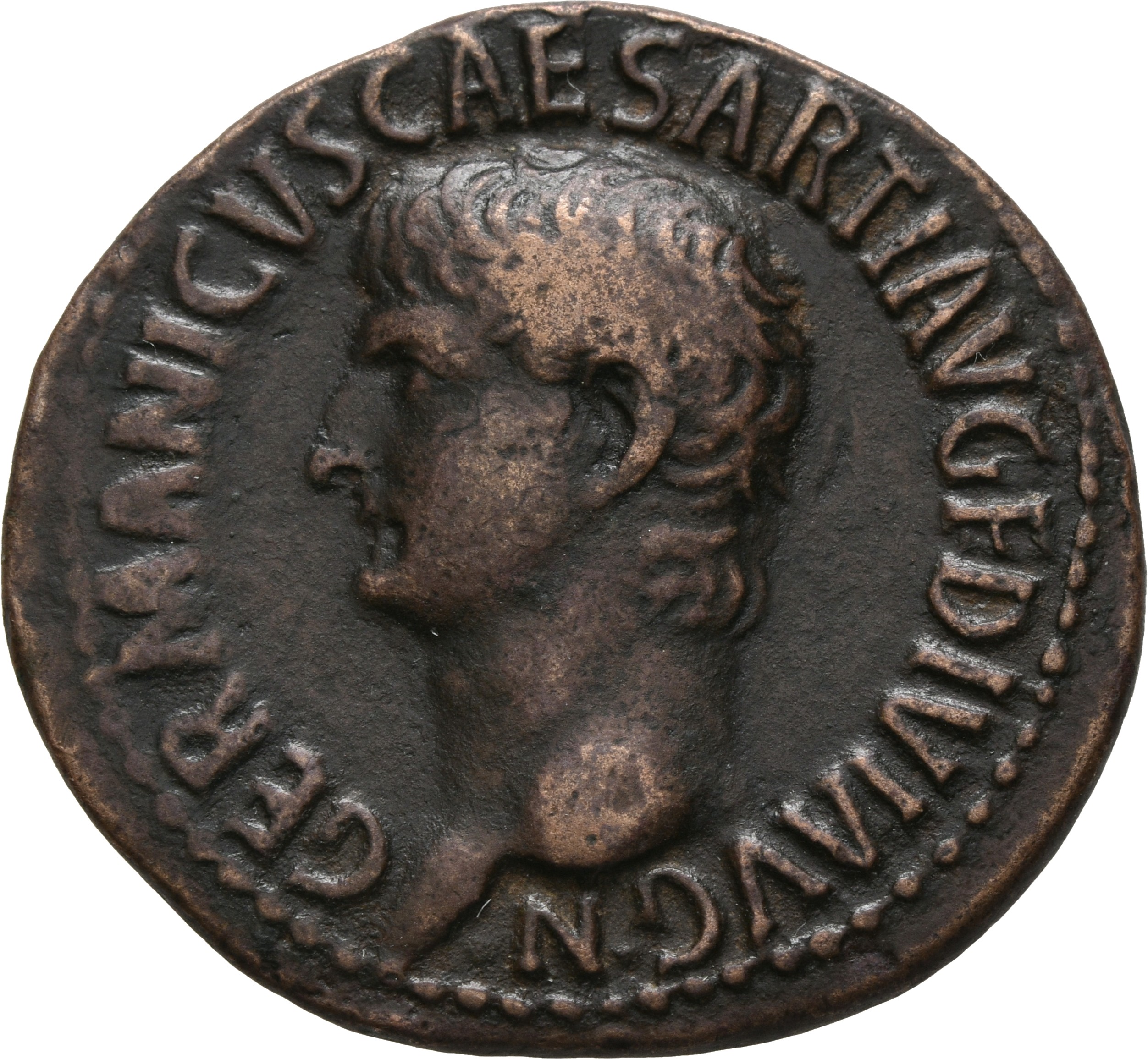 RIC I (second edition) Gaius/Caligula 43 Gaius obverse — Head of Germanicus, bare, left