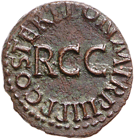 RIC I (second edition) Gaius/Caligula 45 Gaius reverse, Legend surrounding RCC large in center of field