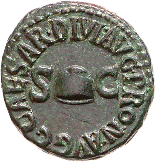 RIC I (second edition) Gaius/Caligula 45 Gaius obverse, Pileus flanked by S C