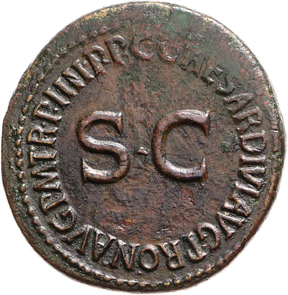 RIC I (second edition) Gaius/Caligula 49 Gaius reverse, Legend surrounding S C