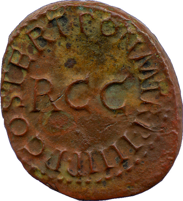RIC I (second edition) Gaius/Caligula 52 Gaius reverse — Legend surrounding RCC large in center of field