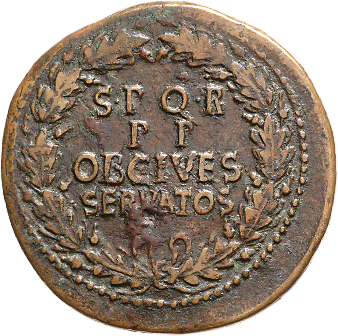 RIC I (second edition) Gaius/Caligula 53 Gaius reverse, Legend in four lines in oak-wreath