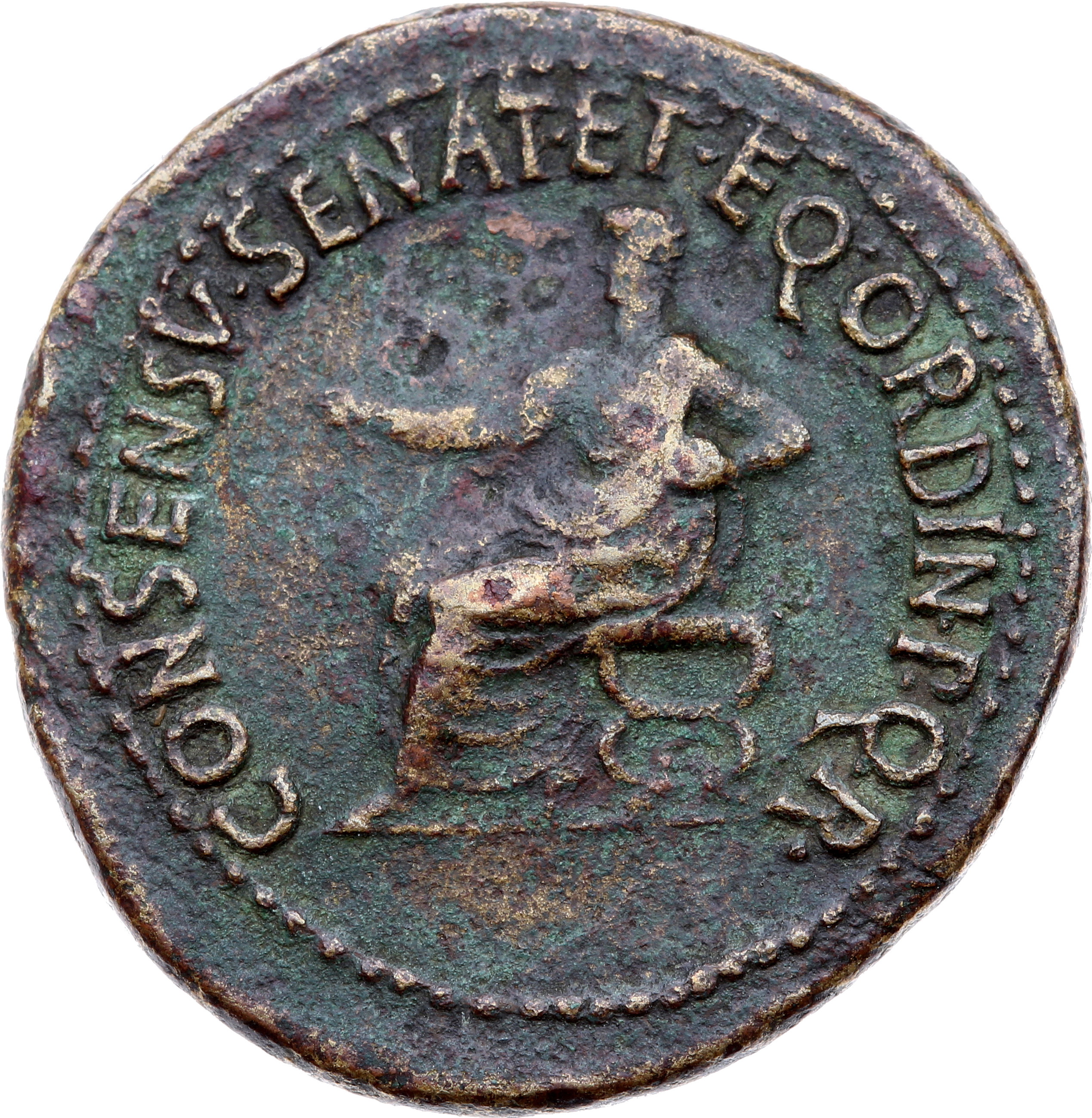RIC I (second edition) Gaius/Caligula 56 Gaius reverse — Augustus (or Caligula), laureate and togate, seated, left, on cur...