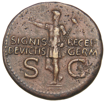 RIC I (second edition) Gaius/Caligula 57 Gaius reverse, Germanicus bare-headed and cuirassed with tunic standing, left, ri...
