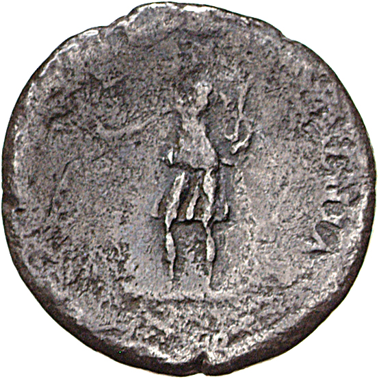 RIC I (second edition) Galba 103 Galba reverse, Virtus, in military dress, standing left, holding Victory on globe in righ...