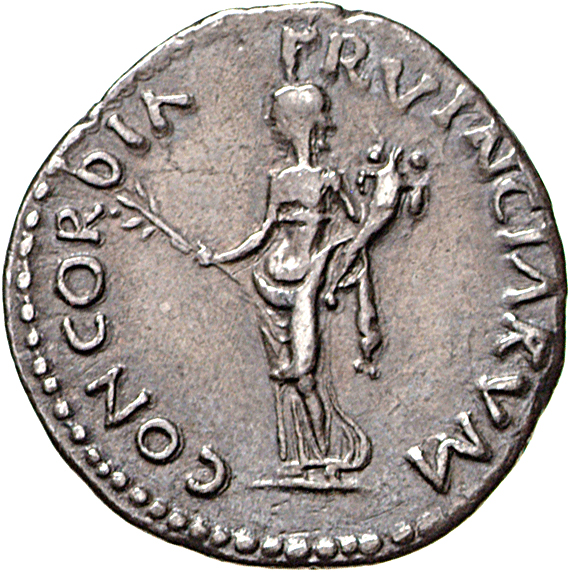 RIC I (second edition) Galba 105 Galba reverse, Concordia, draped, standing left, holding branch in right hand and cornuco...
