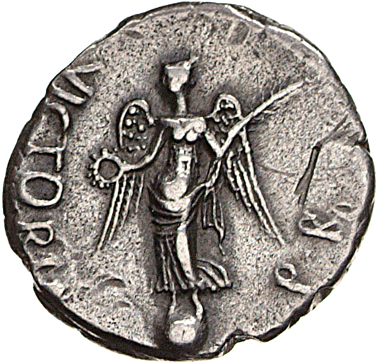 RIC I (second edition) Galba 111 Galba reverse, Victory, draped, standing front on globe, head left, holding wreath in rig...
