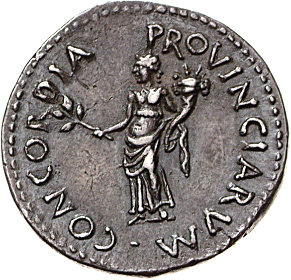 RIC I (second edition) Galba 120 Galba reverse, Concordia, draped, standing left, holding branch in right hand and cornuco...