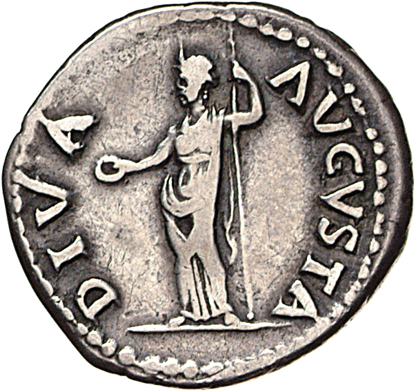 RIC I (second edition) Galba 143 Galba reverse, Livia, draped, standing left, holding patera in right and sceptre in left