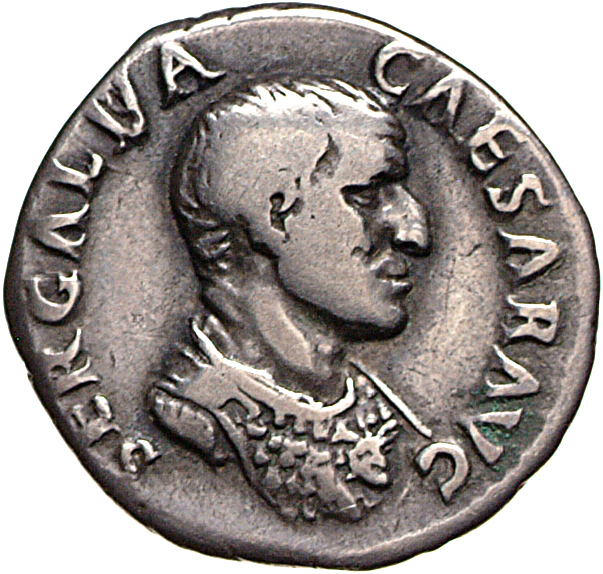 RIC I (second edition) Galba 143 Galba obverse, Bust of Galba, bare-headed, cuirassed, right, with aegis