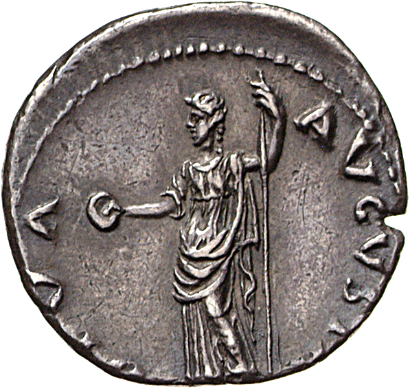 RIC I (second edition) Galba 150 Galba reverse, Livia, draped, standing left, holding patera in right and sceptre in left