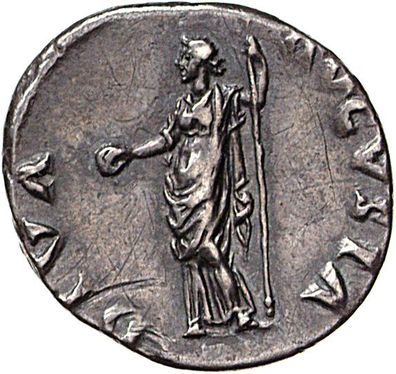 RIC I (second edition) Galba 185 Galba reverse, Livia, draped, standing left, holding patera in right and sceptre in left