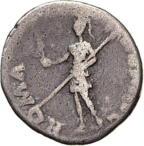 RIC I (second edition) Galba 195 Galba reverse, Roma, helmeted, in military dress, standing left, holding Victory on globe...