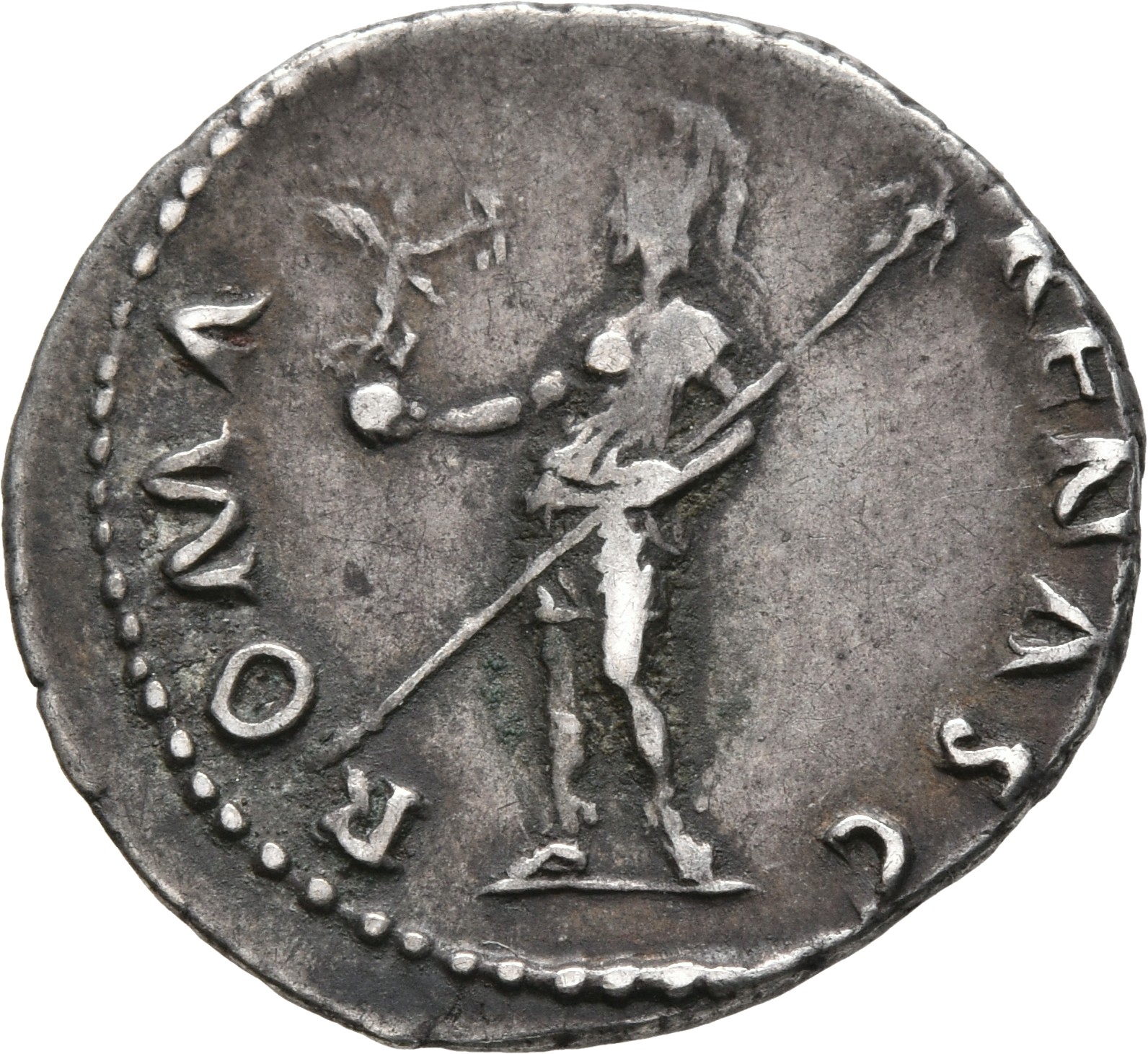 RIC I (second edition) Galba 196 Galba reverse, Roma, helmeted, in military dress, standing left, holding Victory on globe...