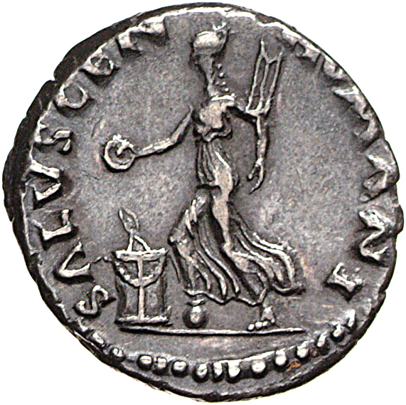 RIC I (second edition) Galba 211 Galba reverse — Female figure, draped, standing left, right foot on globe, holding patera...