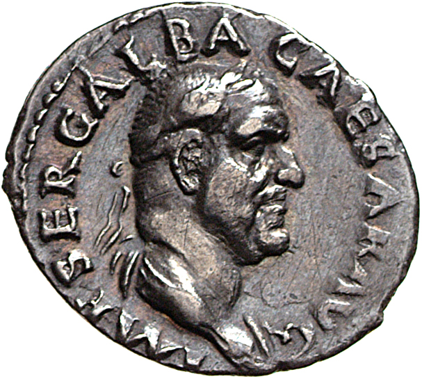 RIC I (second edition) Galba 214 Galba obverse, Bust of Galba, laureate and draped, right