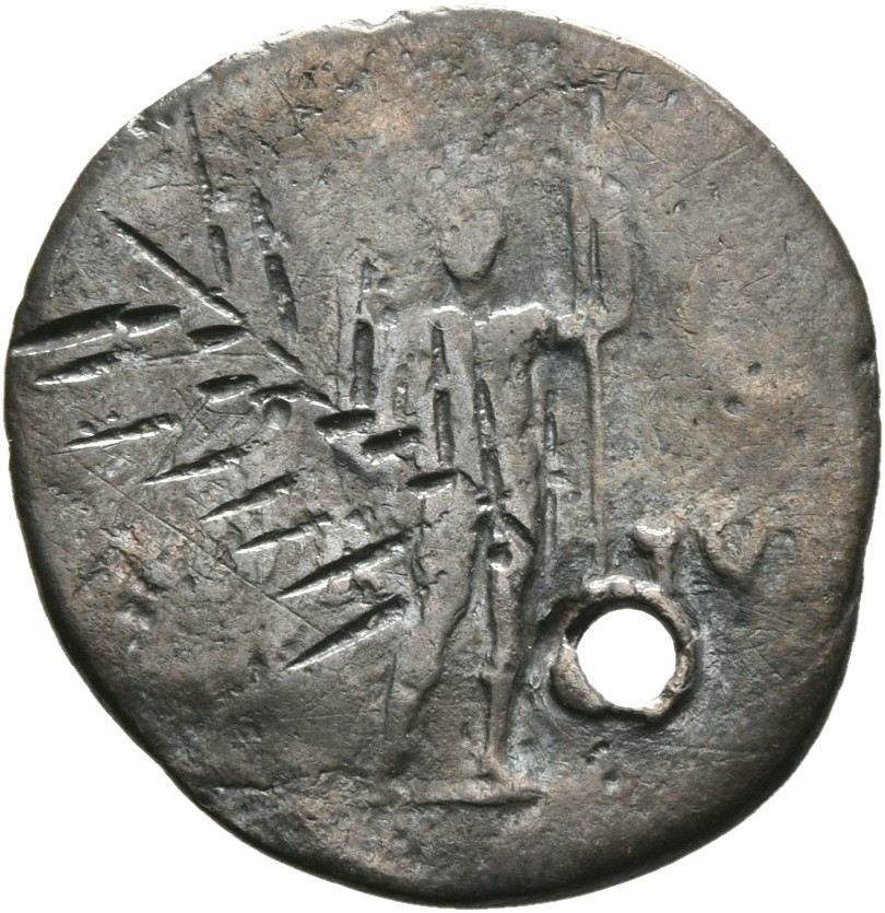 RIC I (second edition) Galba 221 Galba reverse — Virtus, standing front, holding parazonium with right hand and leaning le...
