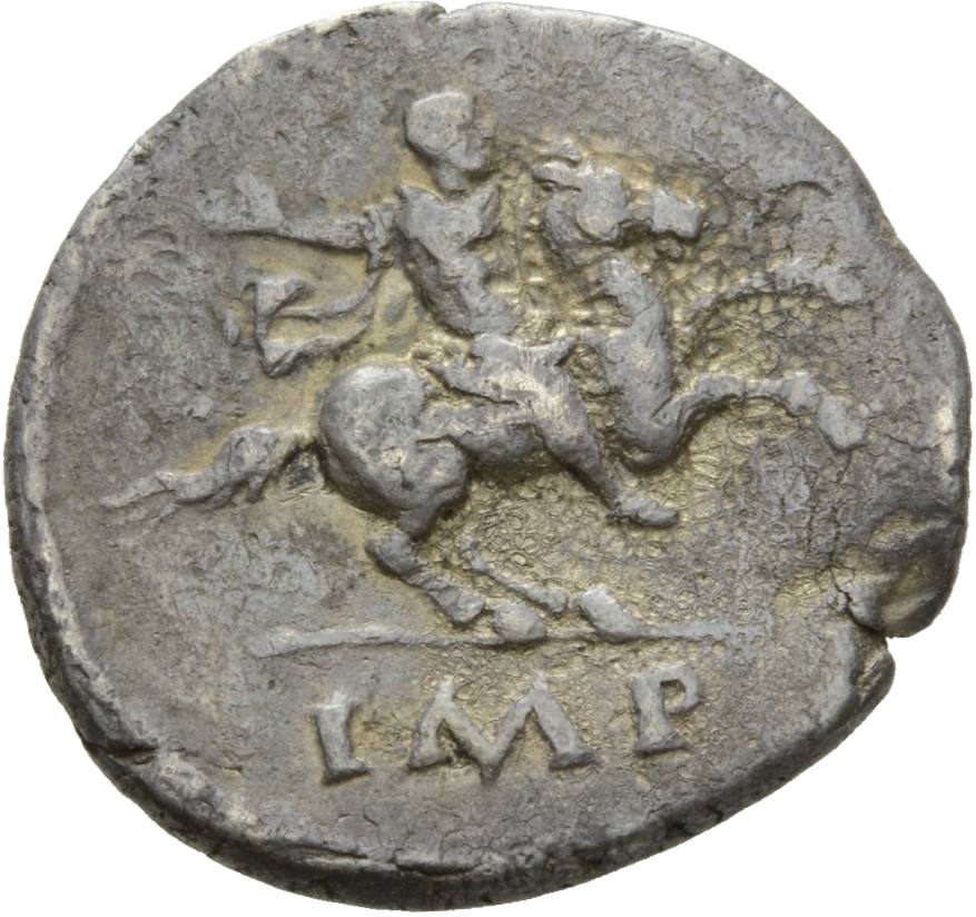 RIC I (second edition) Galba 228 Galba reverse — Gallia, in military dress, riding right, raising right hand