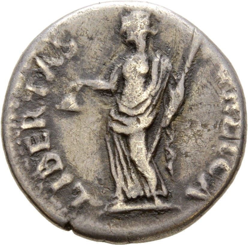 RIC I (second edition) Galba 23 Galba reverse, Libertas, draped, standing left, holding pileus in right and sceptre in left