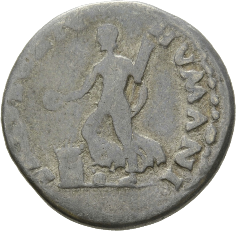 RIC I (second edition) Galba 232 Galba reverse, Female figure, draped, standing left, right foot on globe, holding patera ...