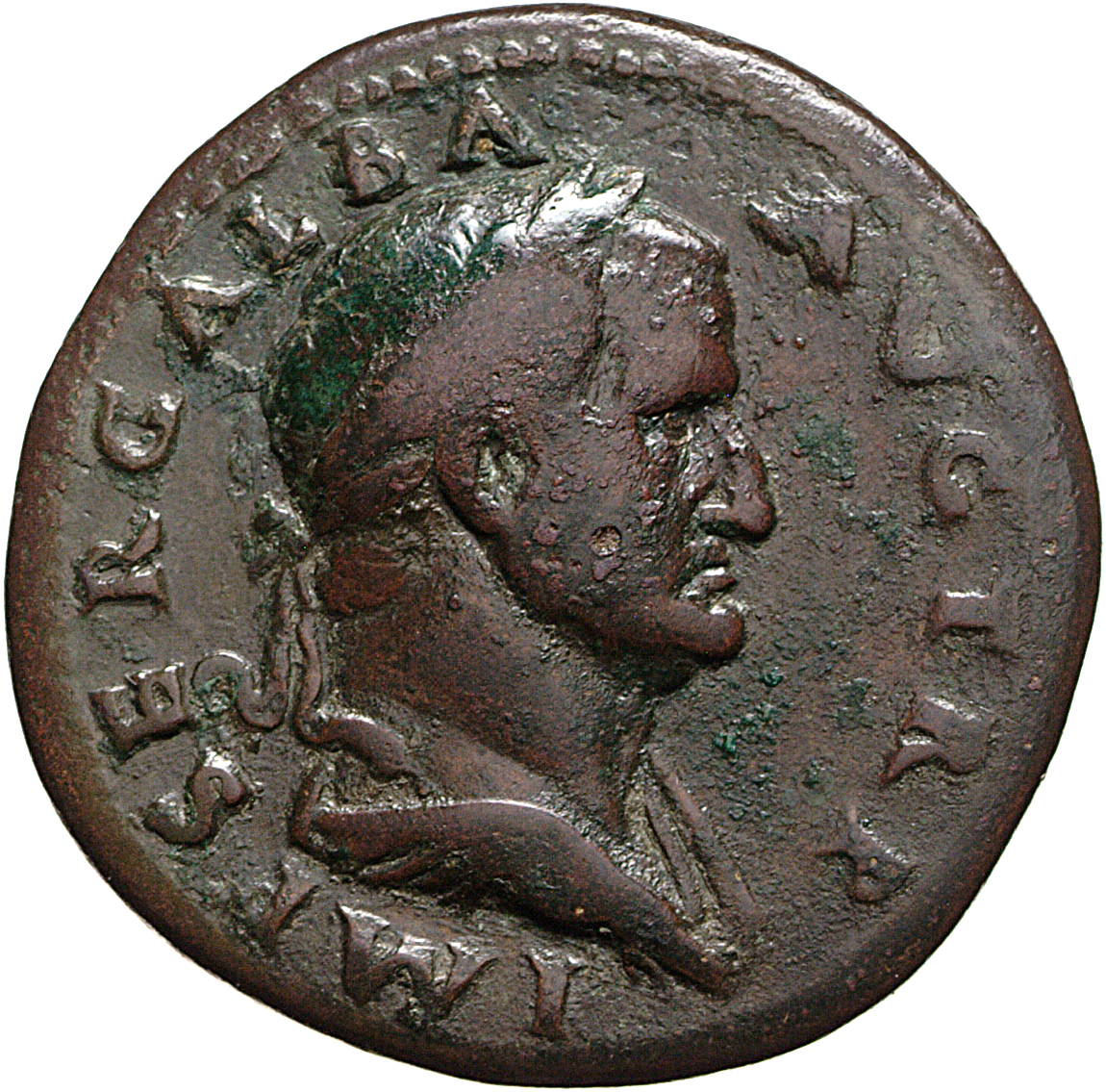 RIC I (second edition) Galba 243 Galba obverse, Bust of Galba, laureate and draped, right