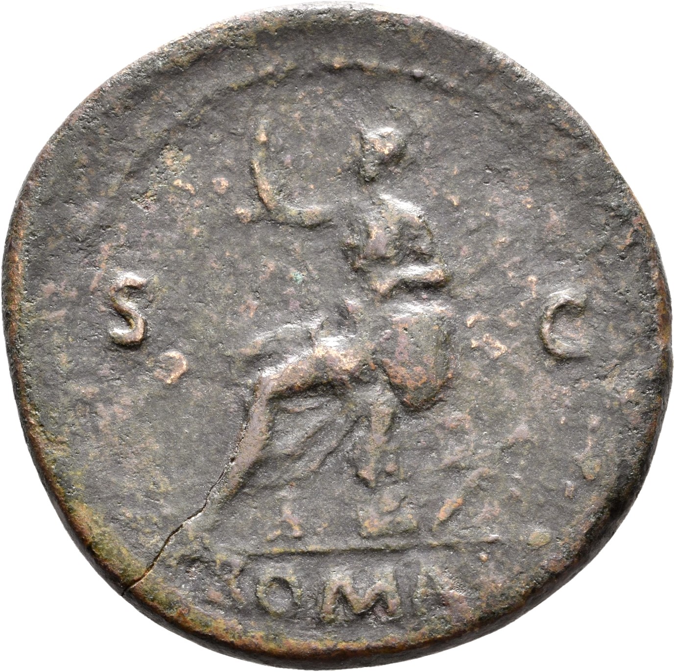 RIC I (second edition) Galba 244 Galba reverse, Roma, helmeted and draped, seated left on cuirass, holding spear in right ...