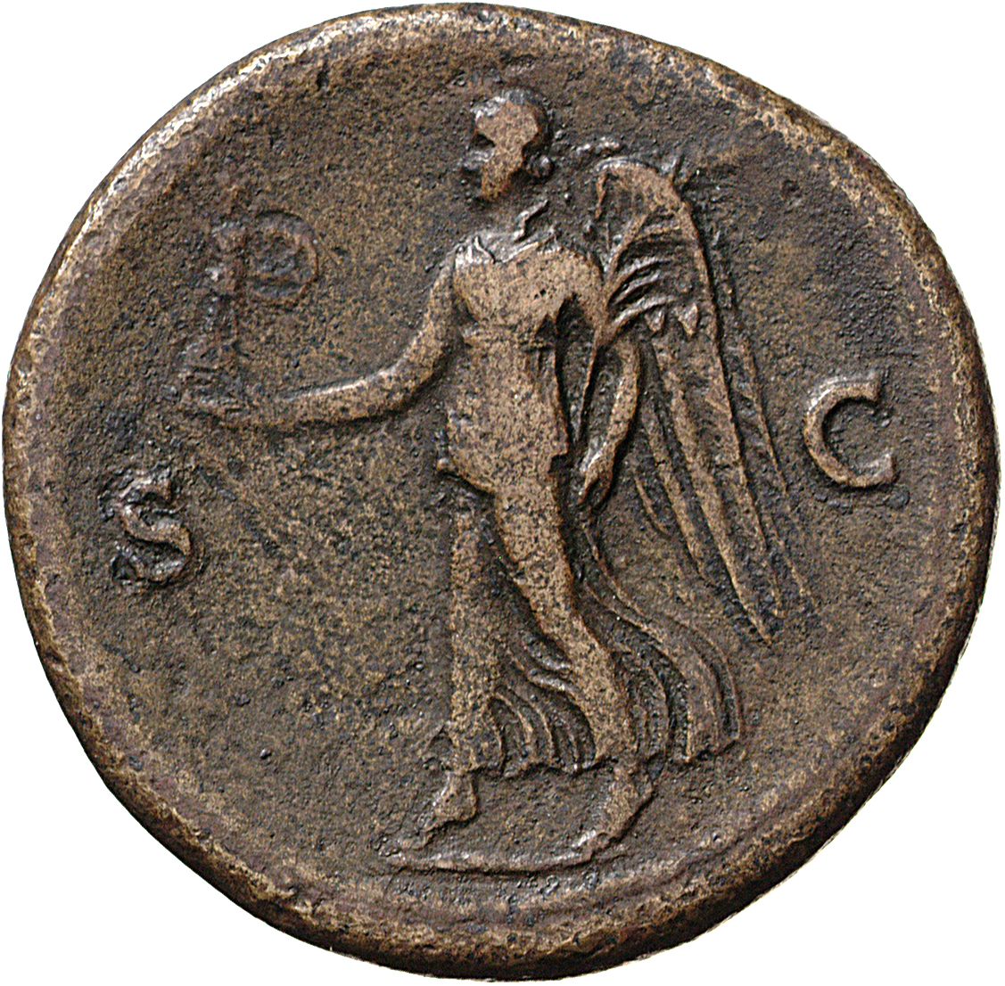 RIC I (second edition) Galba 255 Galba reverse — Victory advancing or walking left, holding palladium in right hand and pa...