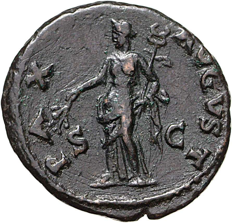 RIC I (second edition) Galba 283 Galba reverse, Pax, draped, standing left, holding branch in right and caduceus in left
