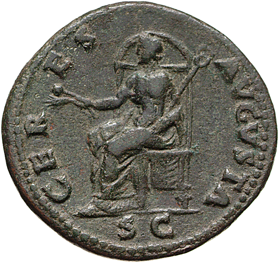 RIC I (second edition) Galba 291 Galba reverse, Ceres, draped, seated left, holding two corn-ears in right hand and caduce...
