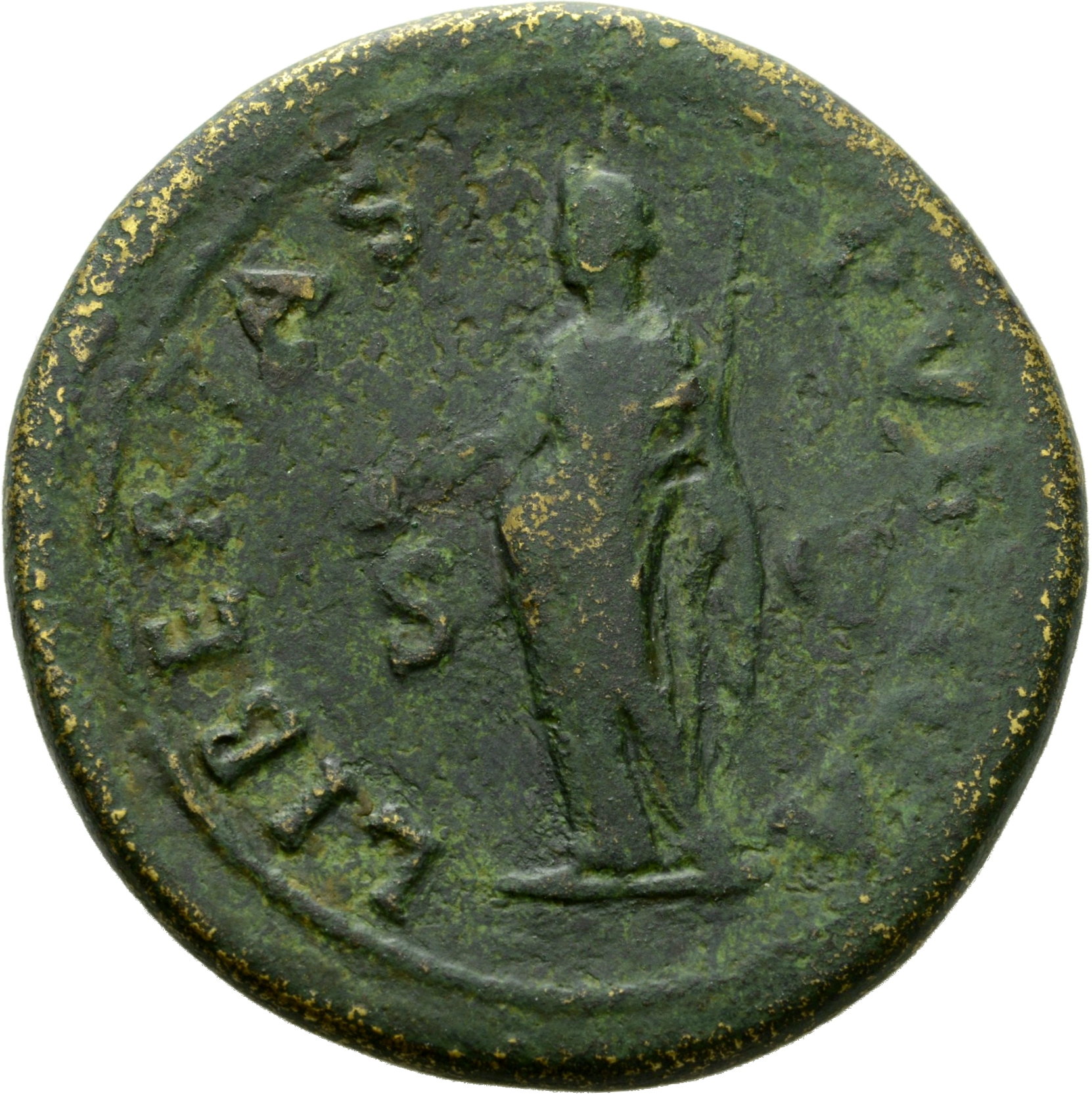 RIC I (second edition) Galba 309 Galba reverse, Libertas, draped, standing left, holding pileus in right hand and rod in left