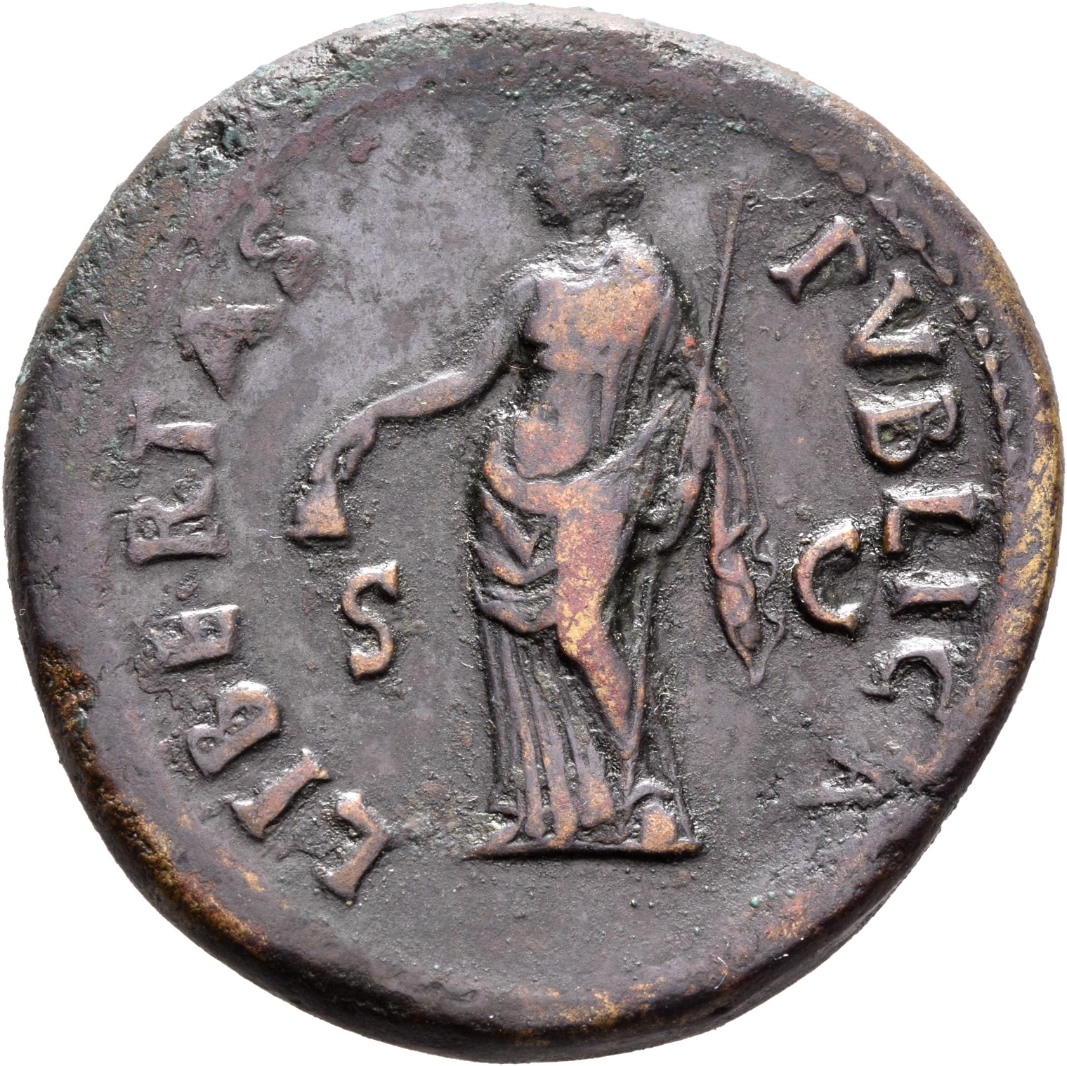 RIC I (second edition) Galba 310 Galba reverse — Libertas, draped, standing left, holding pileus in right hand and rod in ...