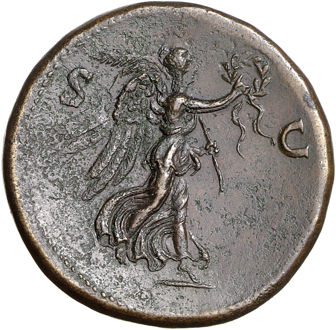 RIC I (second edition) Galba 313 Galba reverse, Victory advancing right, holding wreath in right hand and palm in left
