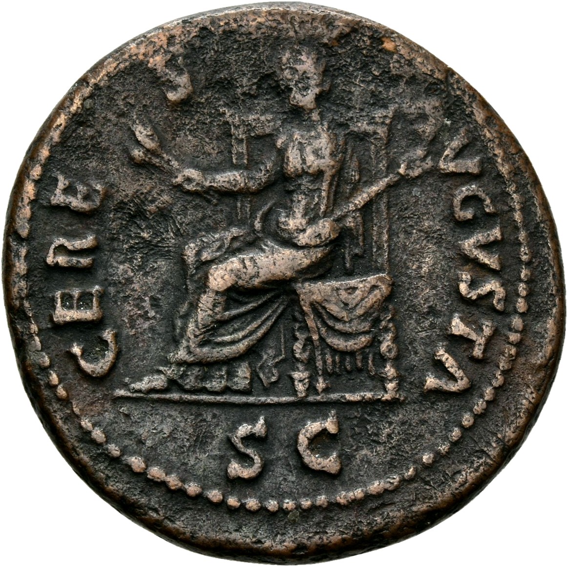 RIC I (second edition) Galba 324 Galba reverse, Ceres, draped, seated left, holding two corn-ears in right hand and caduce...