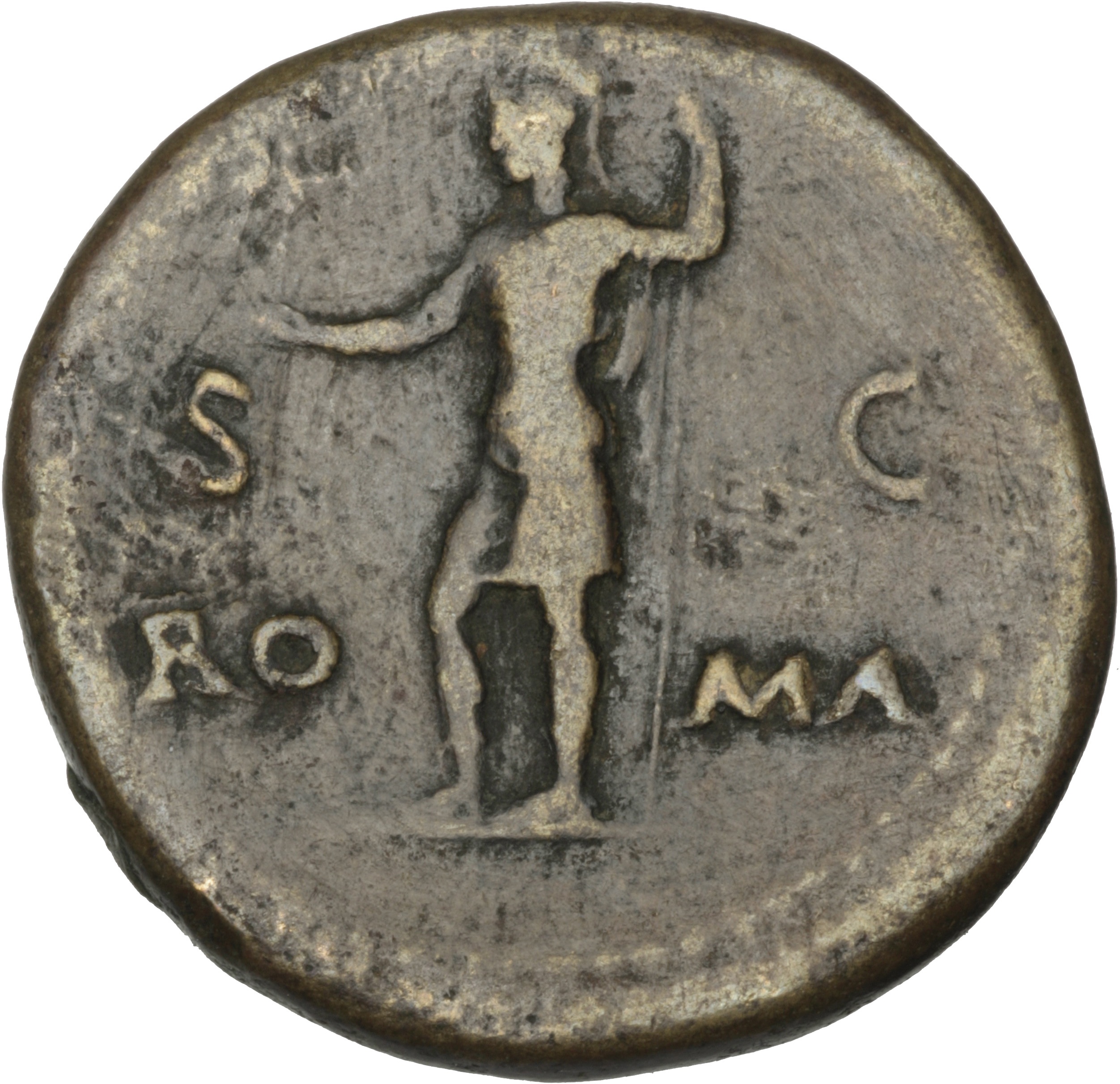RIC I (second edition) Galba 360 Galba reverse, Roma, helmeted, in military dress, standing at angle to left, holding Vict...