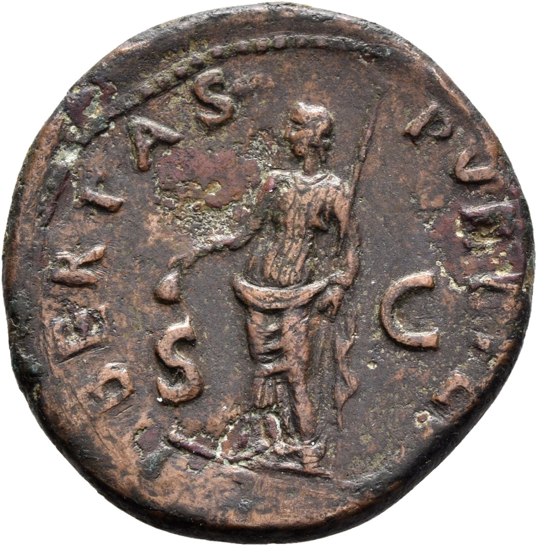 RIC I (second edition) Galba 366 Galba reverse, Libertas, draped, standing left, holding pileus in right and rod in left