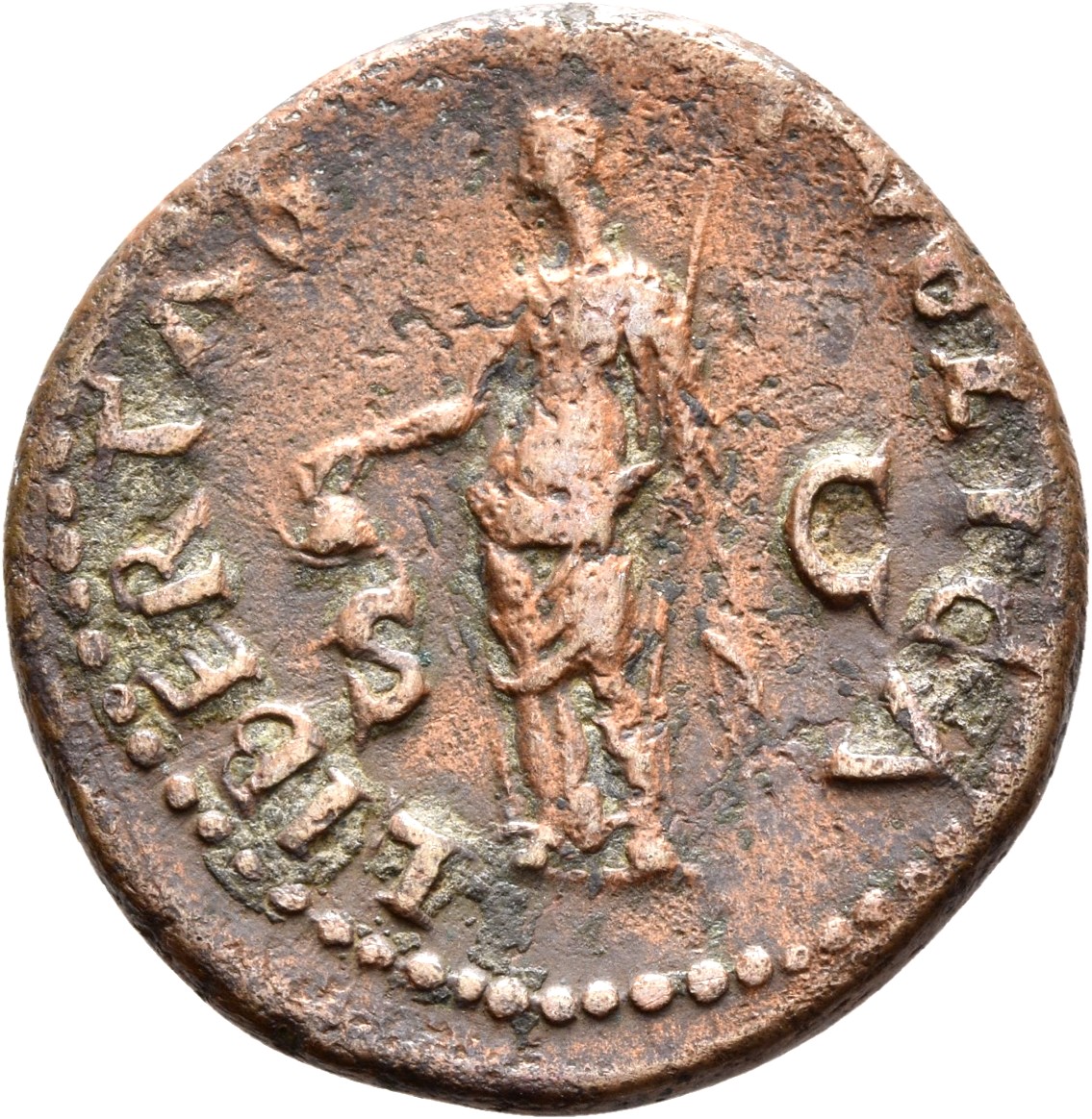 RIC I (second edition) Galba 366 Galba reverse — Libertas, draped, standing left, holding pileus in right and rod in left