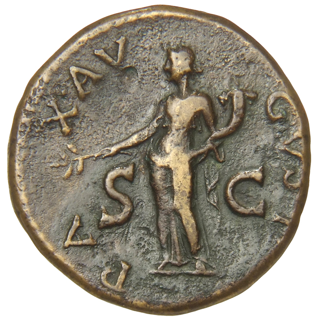 RIC I (second edition) Galba 370 Galba reverse, Pax, draped, standing left, holding branch in right and cornucopiae in left