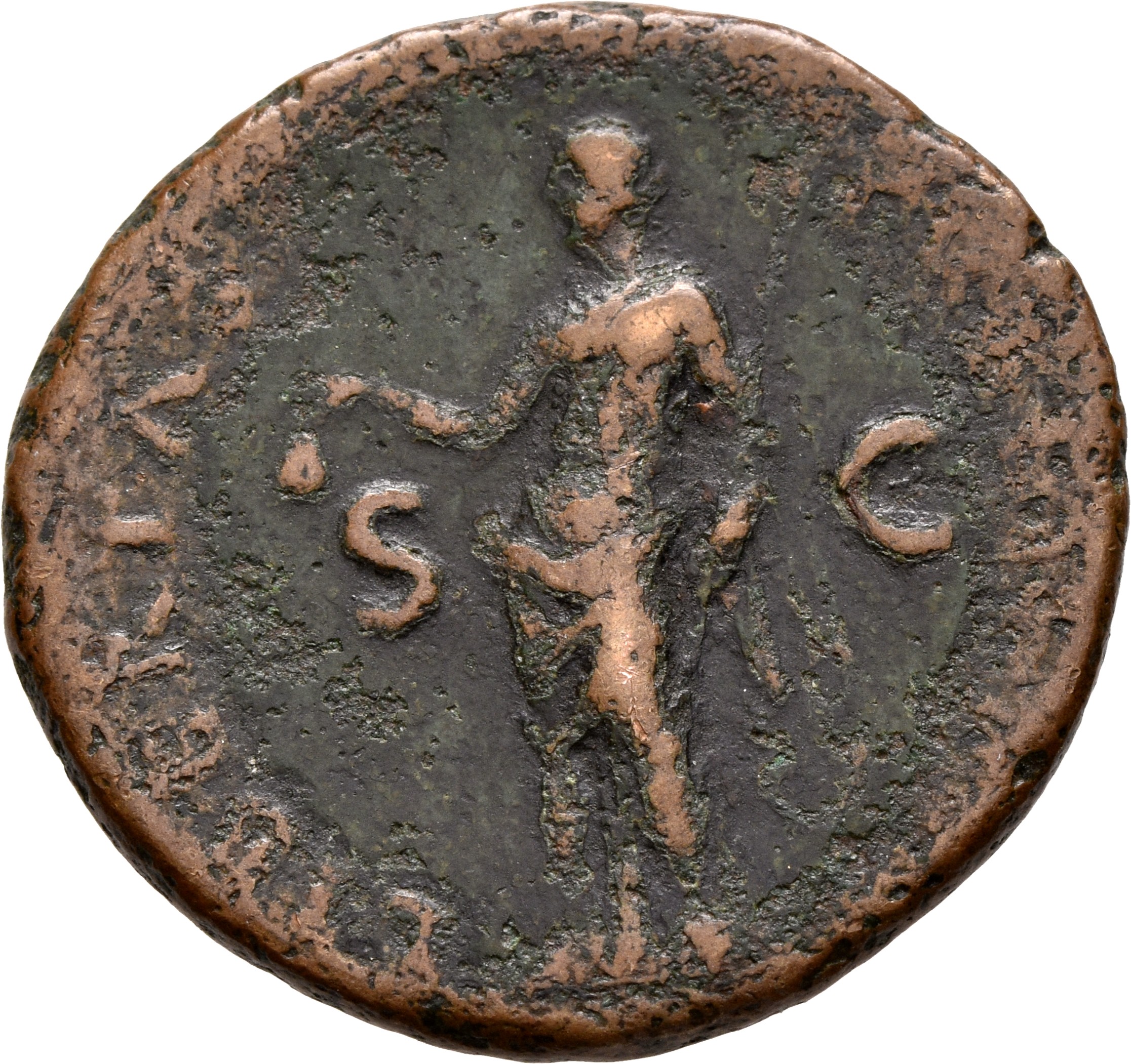 RIC I (second edition) Galba 372 Galba reverse, Libertas, draped, standing left, holding pileus in right and rod in left