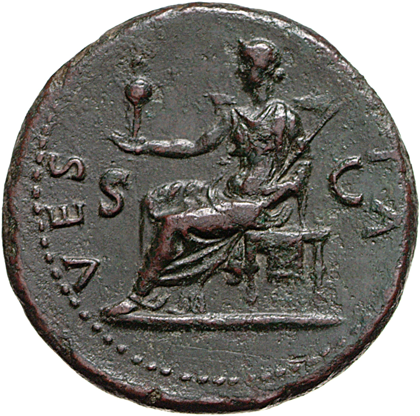 RIC I (second edition) Galba 374 Galba reverse, Vesta, draped, seated left on low chair, holding palladium in right hand a...