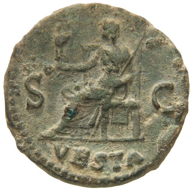 RIC I (second edition) Galba 375 Galba reverse, Vesta, draped, seated left on low chair, holding palladium in right hand a...