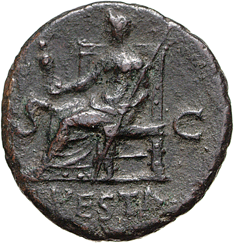 RIC I (second edition) Galba 375 Galba reverse, Vesta, draped, seated left on low chair, holding palladium in right hand a...
