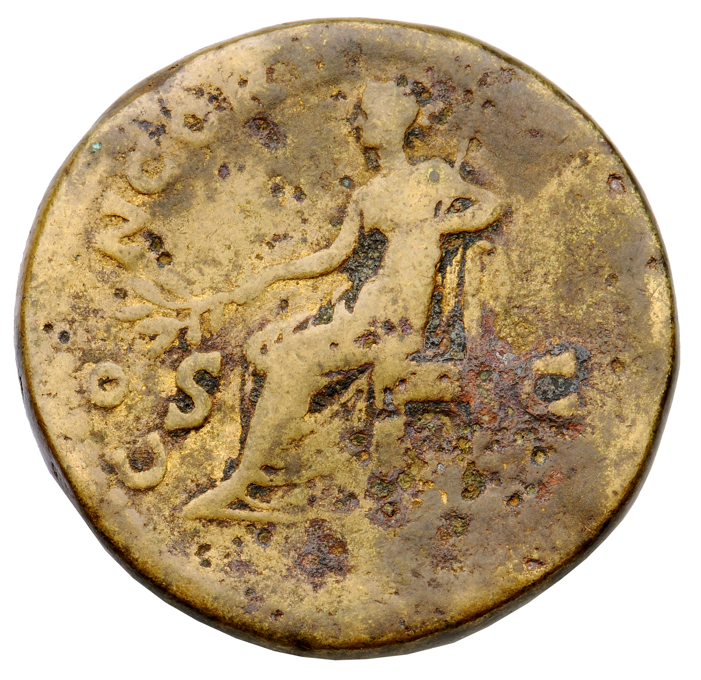 RIC I (second edition) Galba 381 Galba reverse, Concordia, draped, seated left on low chair, holding branch in right hand ...