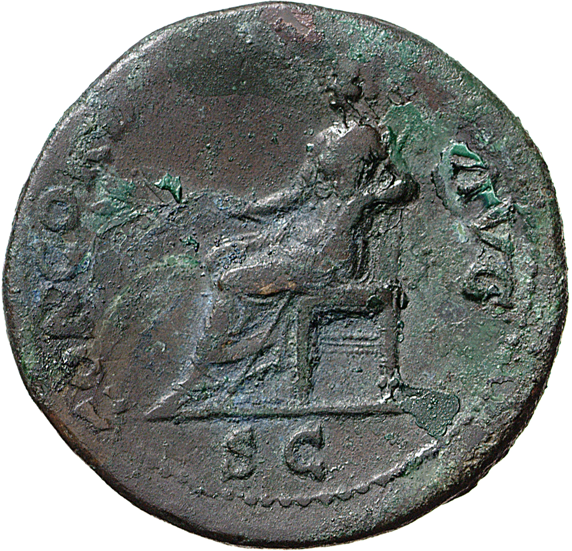 RIC I (second edition) Galba 382 Galba reverse, Concordia, draped, seated left on low chair, holding branch in right hand ...