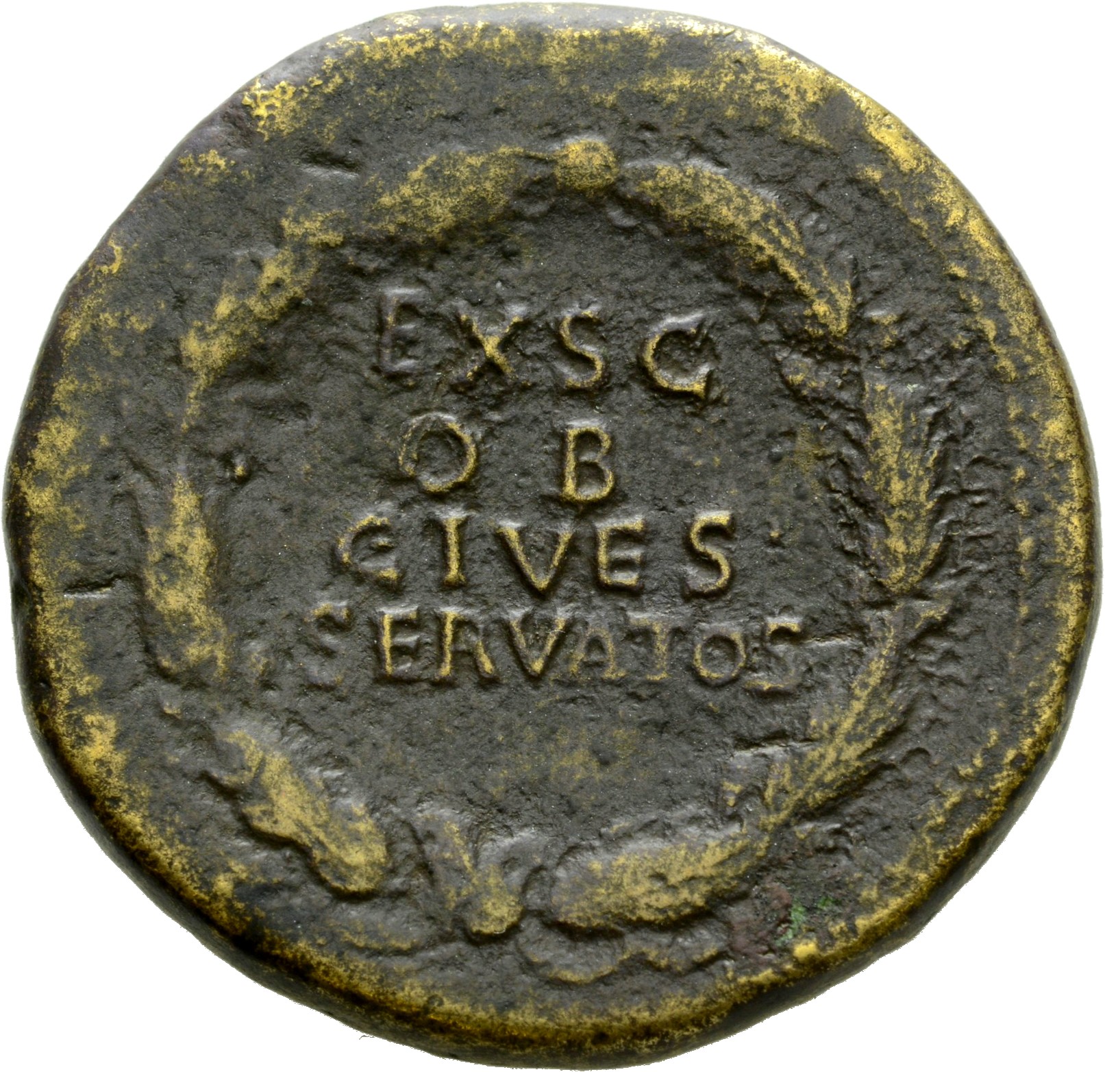 RIC I (second edition) Galba 386 Galba reverse, Legend in four lines within oak-wreath