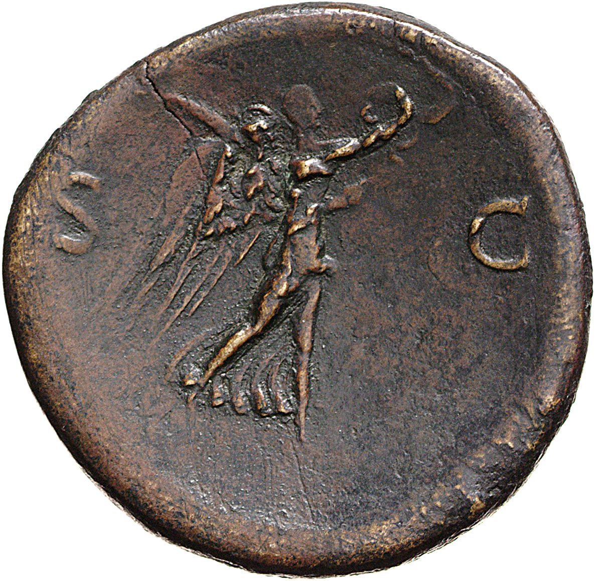 RIC I (second edition) Galba 400 Galba reverse, Victory advancing right, holding wreath in right hand and palm in left