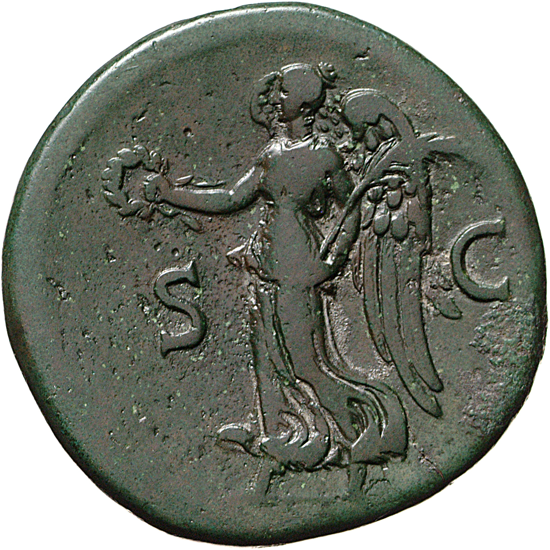 RIC I (second edition) Galba 402 Galba reverse, Victory advancing left, holding wreath in right hand and palm in left