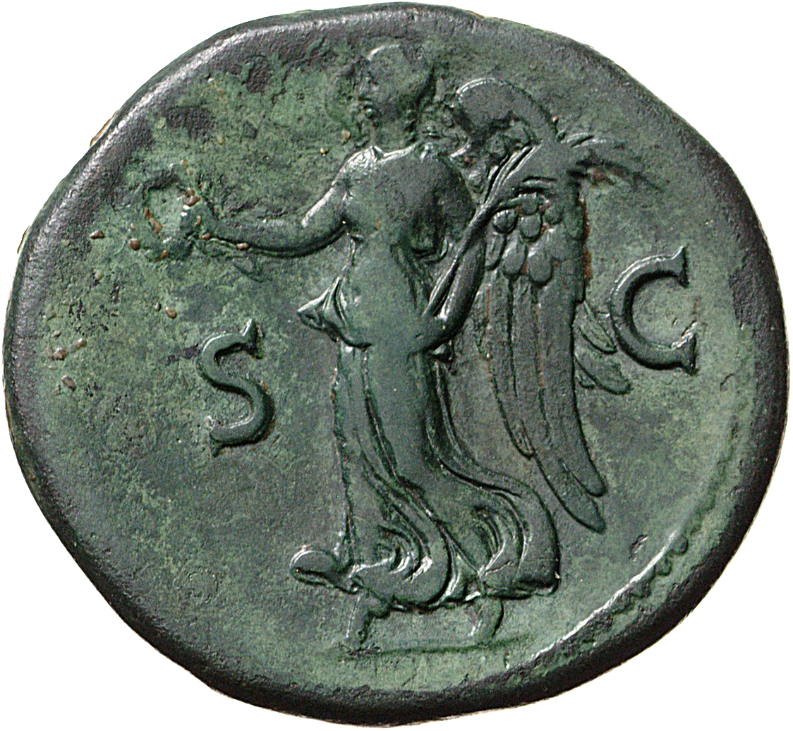 RIC I (second edition) Galba 402 Galba reverse, Victory advancing left, holding wreath in right hand and palm in left